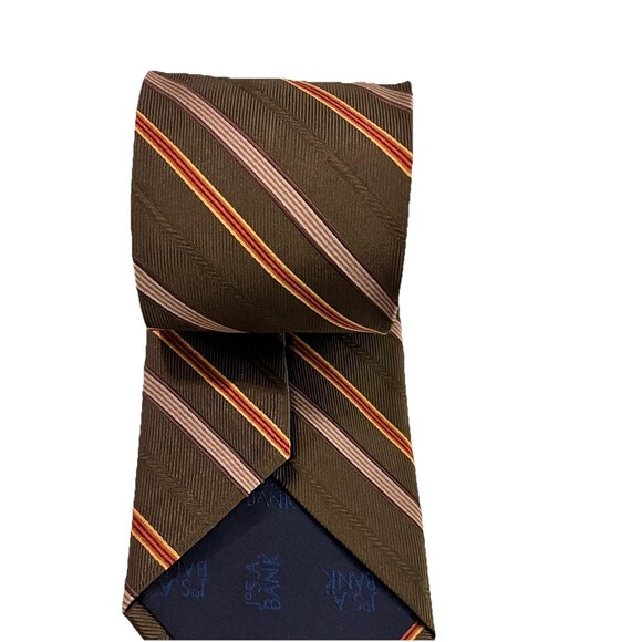 Jos. A. Bank Striped Green Silk Neck Tie Made in Italy 3.5” W 60” Long - Picture 5 of 8